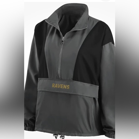 Baltimore Ravens Women’s WEAR By Erin Andrews-Half-Zip Jacket In Charcoal XL - Picture 1 of 7